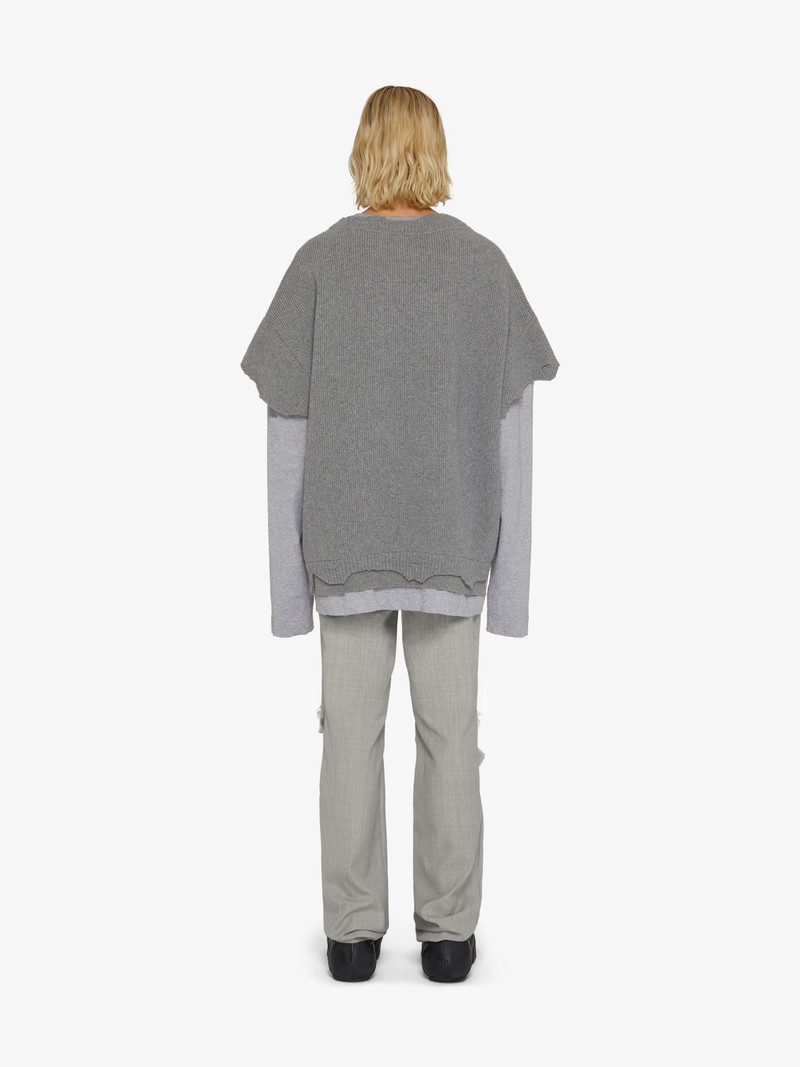 CUT & LAYER SWEATER IN WOOL AND COTTON 4