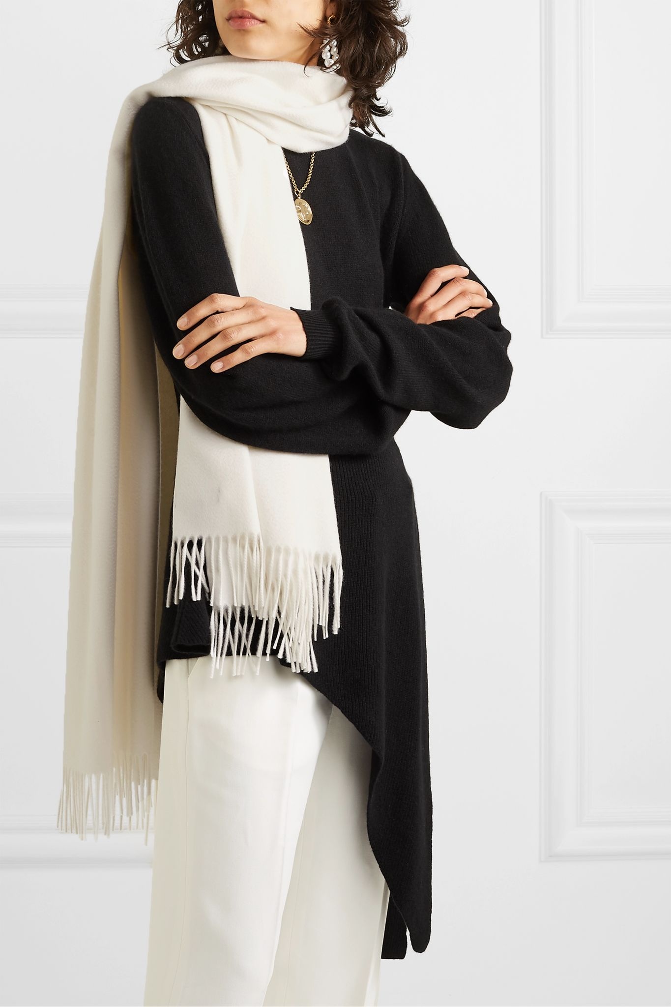 Fringed cashmere scarf - 2