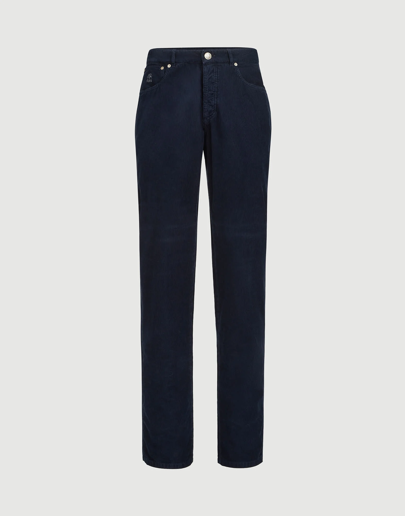 Garment-dyed five-pocket Italian fit trousers in cotton narrow wale corduroy - 1
