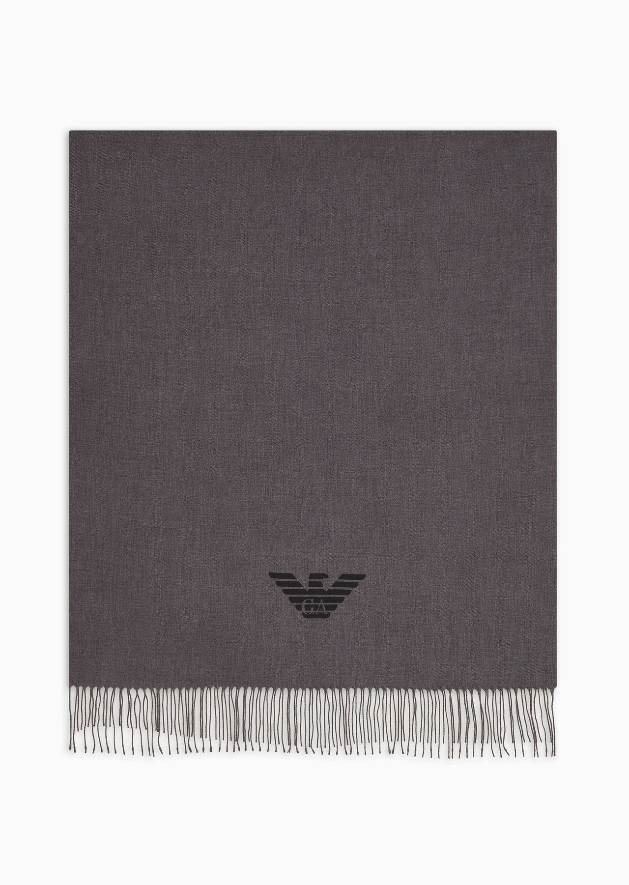 Fringed scarf with eagle print - 1