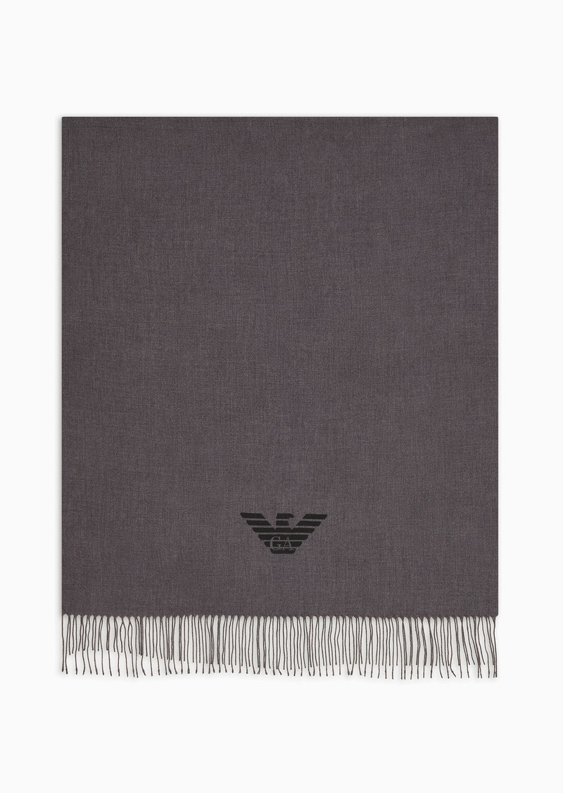 Fringed scarf with eagle print 1