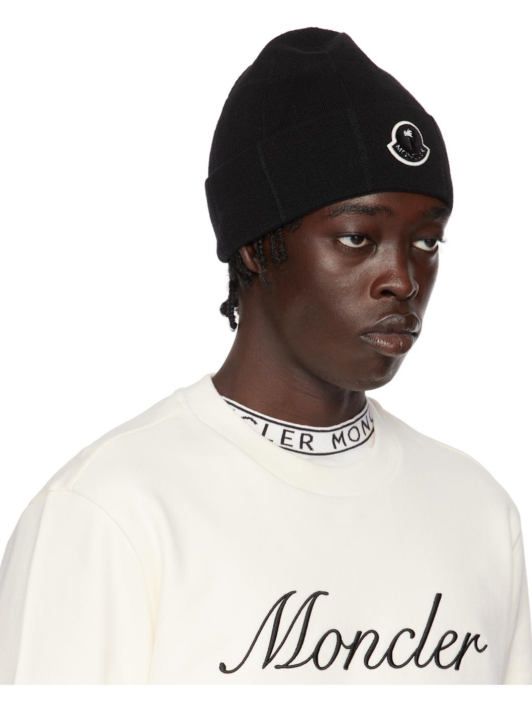Moncler x Palm Angels Black Logo Beanie - 2