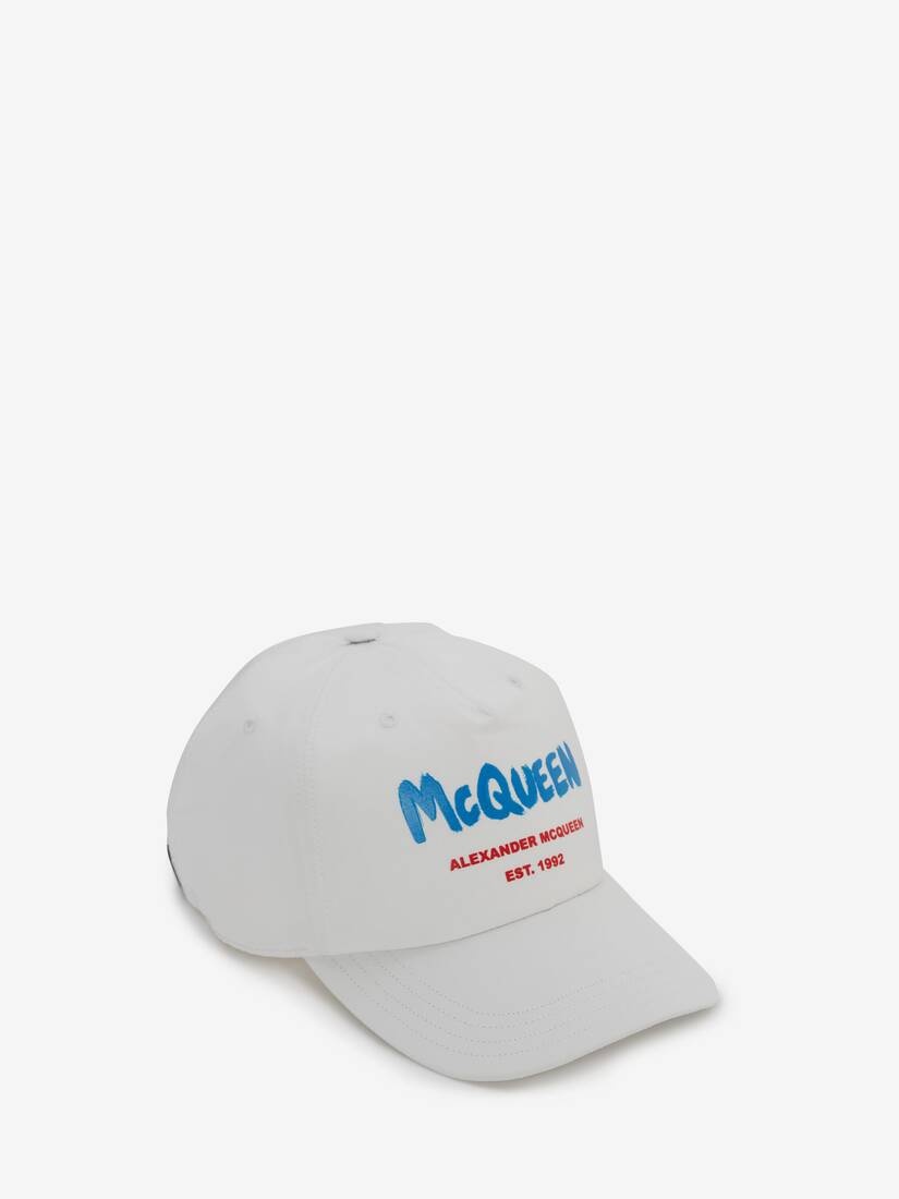 Mcqueen Graffiti Baseball Cap in Ivory/sky Blue - 1