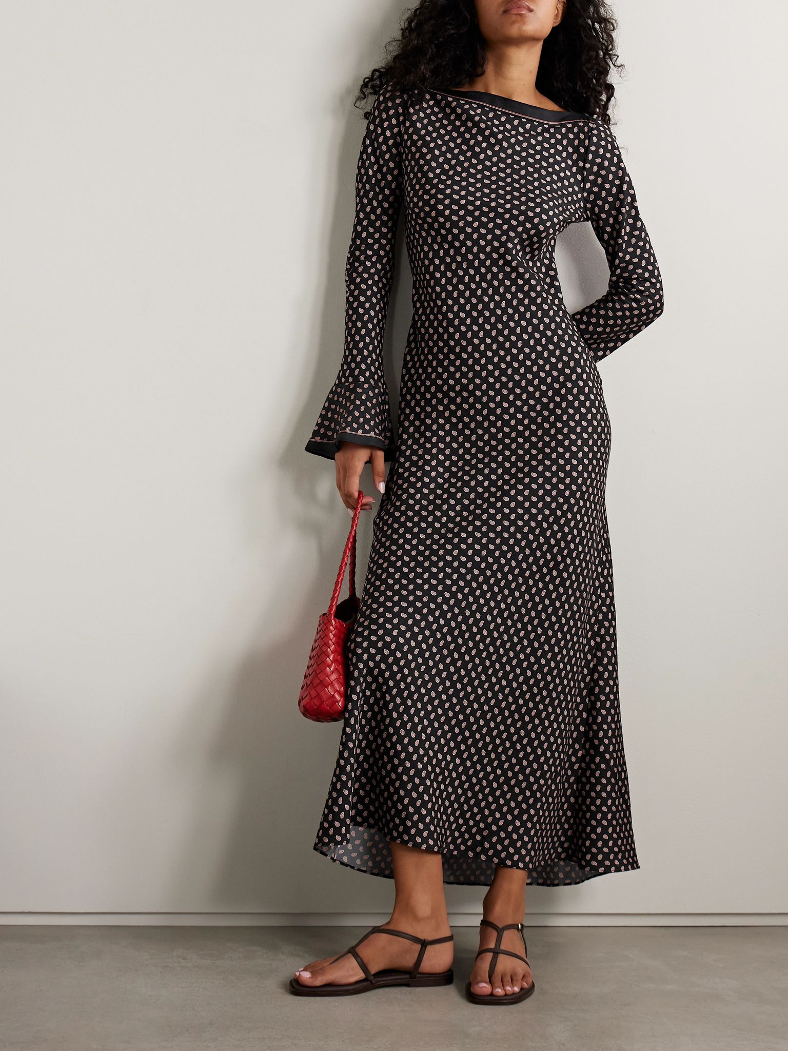 Davina paisley-print silk-blend twill midi dress Multi - 2