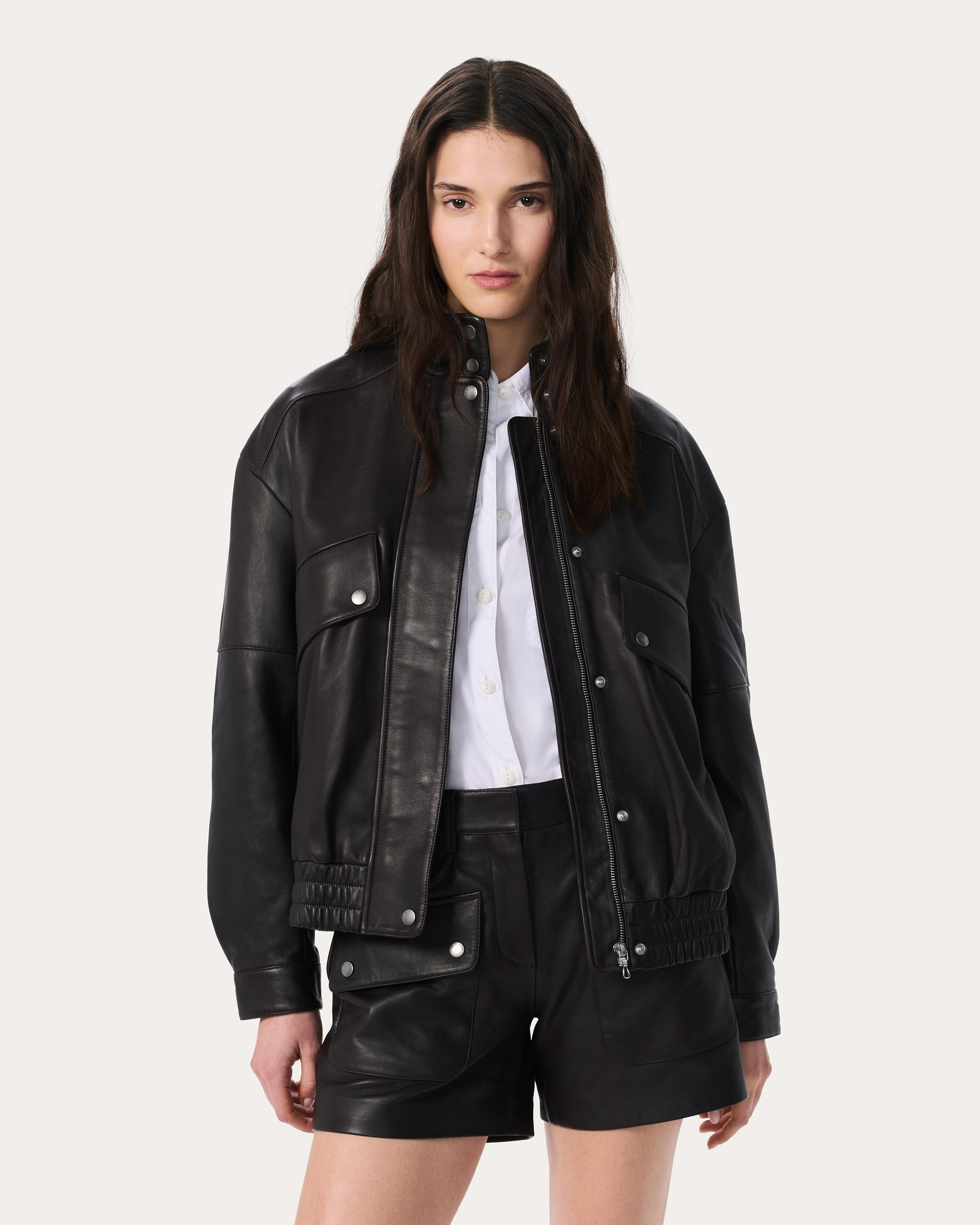 Aria Leather Bomber Jacket - 2