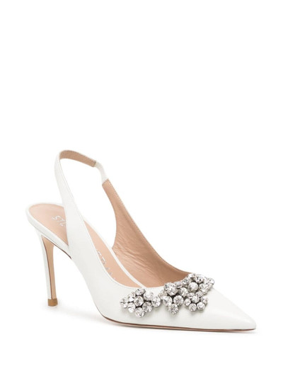 Stuart Weitzman Stuart Crystal Fleur 90mm slingback pumps outlook