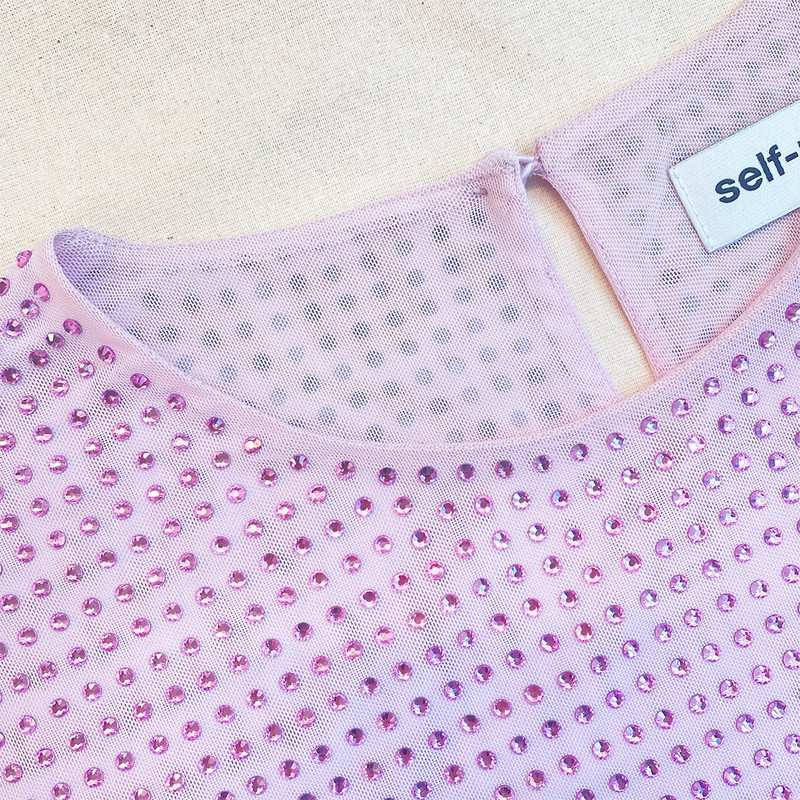 Lilac Rhinestone Mesh Crop Top 5