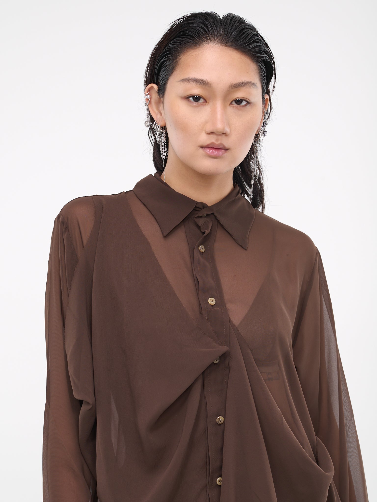 Draped Sheer Shirt - 4
