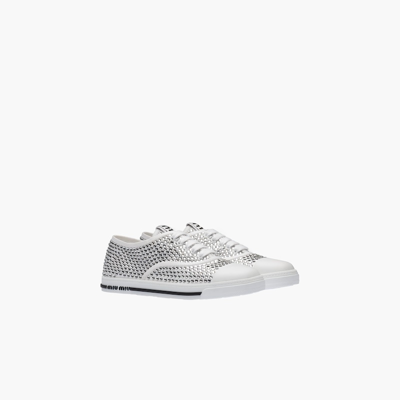 Crystal-studded gabardine cotton sneakers - 2