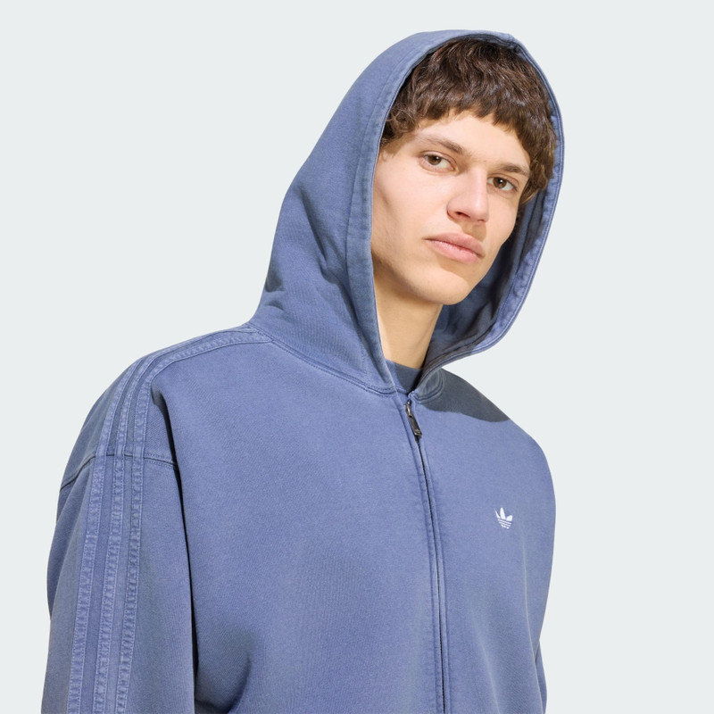 TREFOIL ESSENTIALS WASHED FULL ZIP LOOSE HOODIE 5