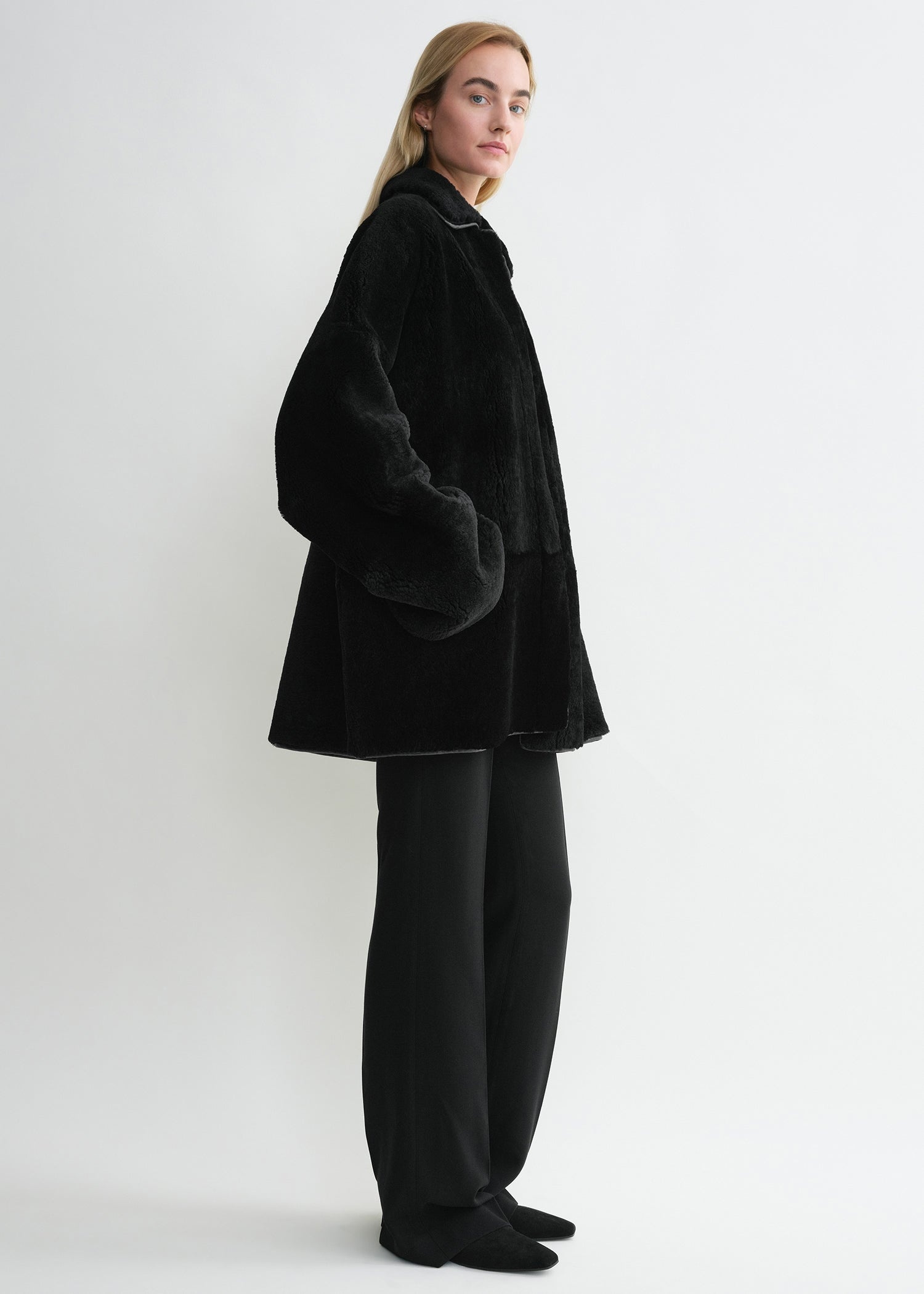 Teddy shearling overshirt jacket black - 3