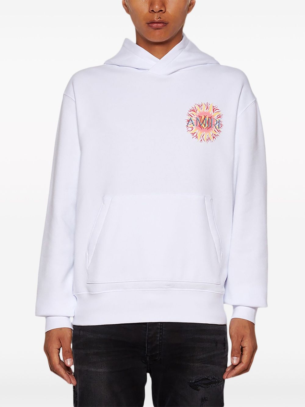 【AMIRI】SUN ロゴ パーカー ホワイト AMIRI logo-print cotton hoodie | REVERSIBLE
