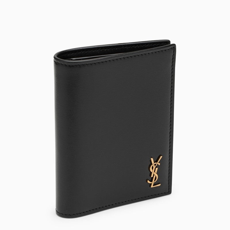 Saint Laurent Tiny Cassandre Black Leather Card Case Men - 1