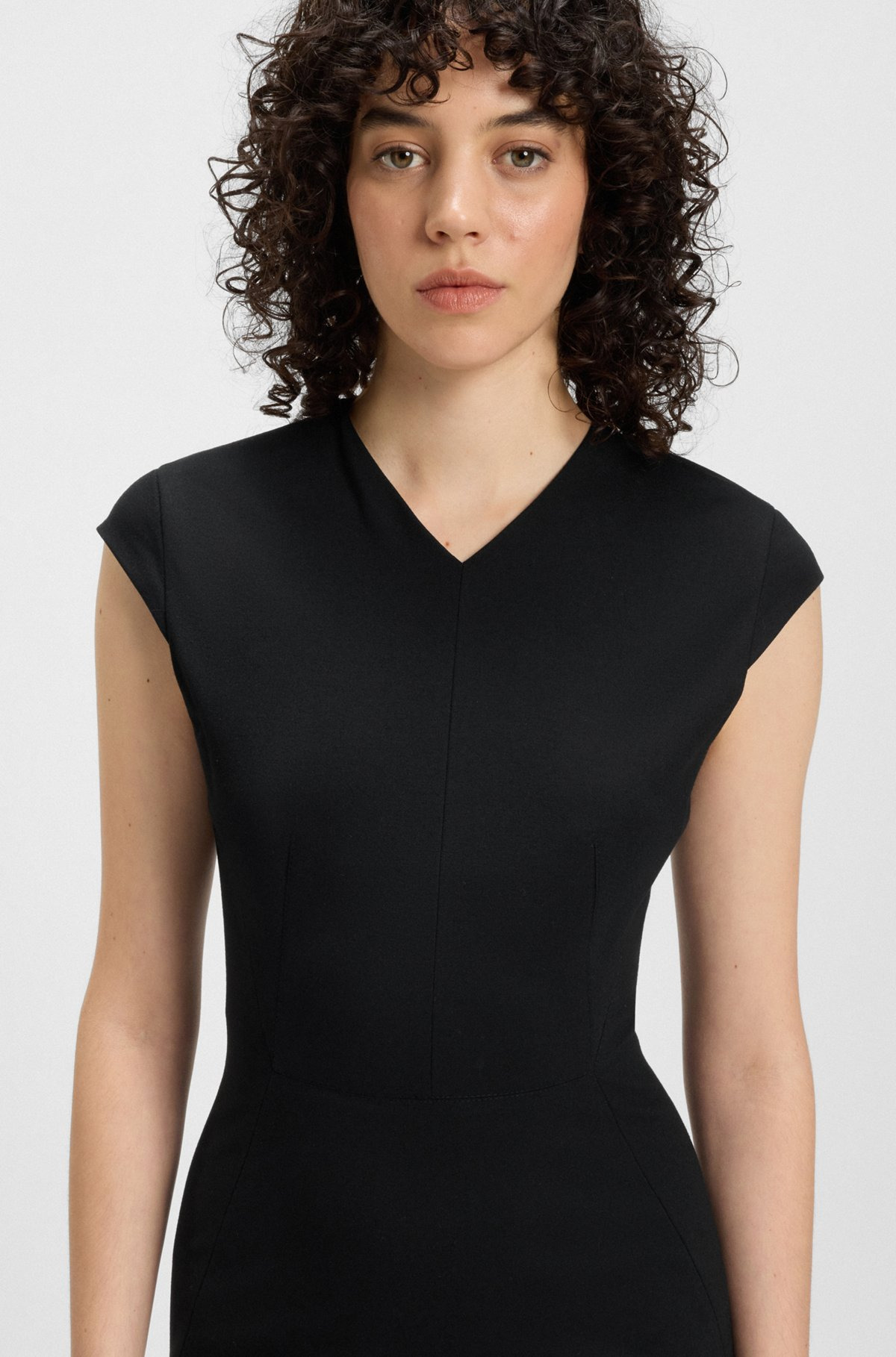 CAP-SLEEVE DRESS IN STRETCH FABRIC - 5