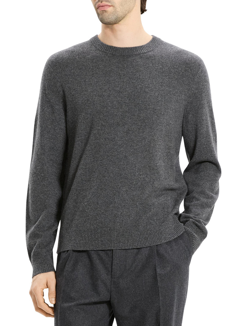 Men's Hilles Cashmere Crewneck Sweater - Charcoal Melange 4