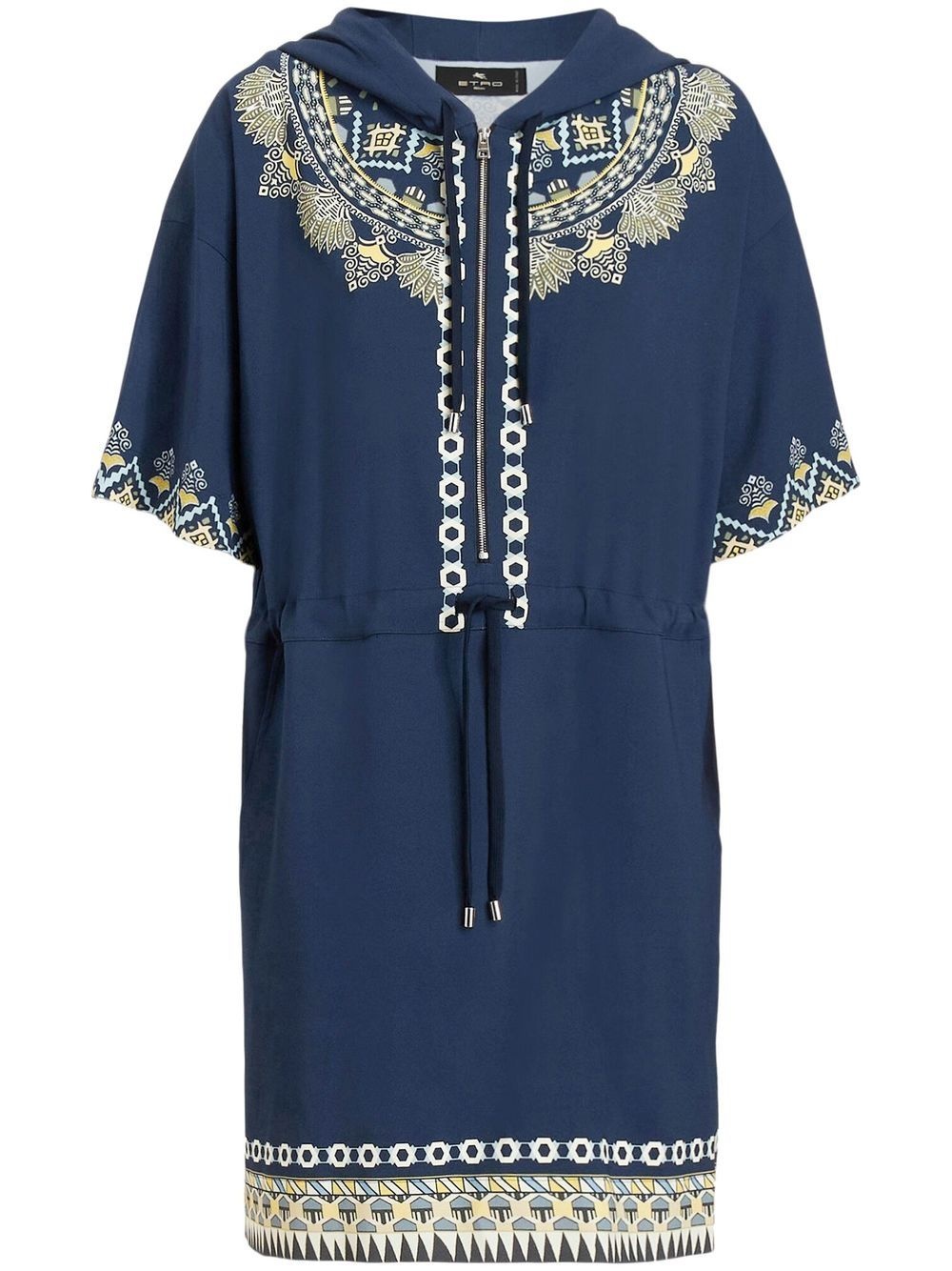 embroidered-design hooded dress - 1