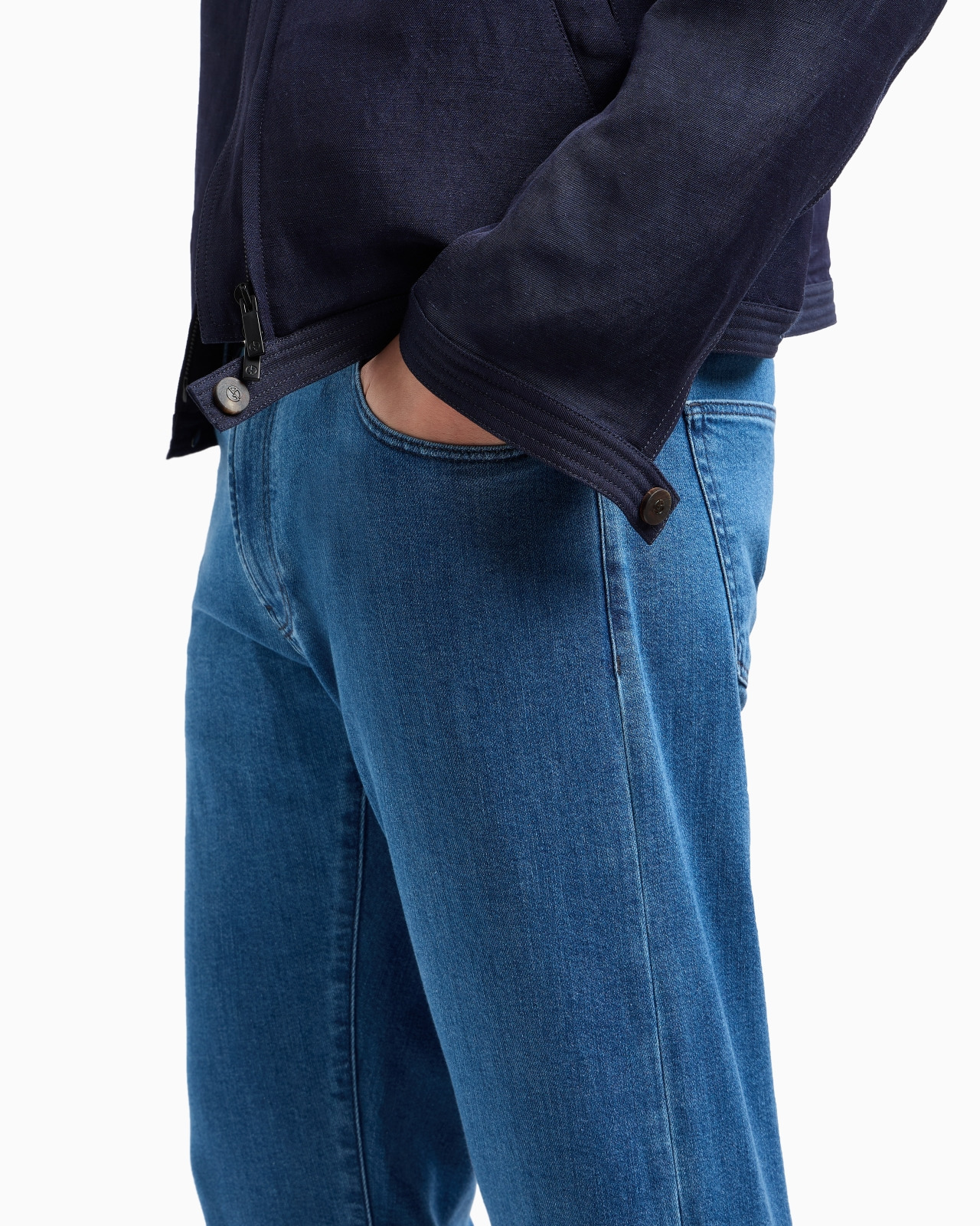 FIVE-POCKET, REGULAR-FIT, STRETCH COTTON-DENIM TROUSERS - 5