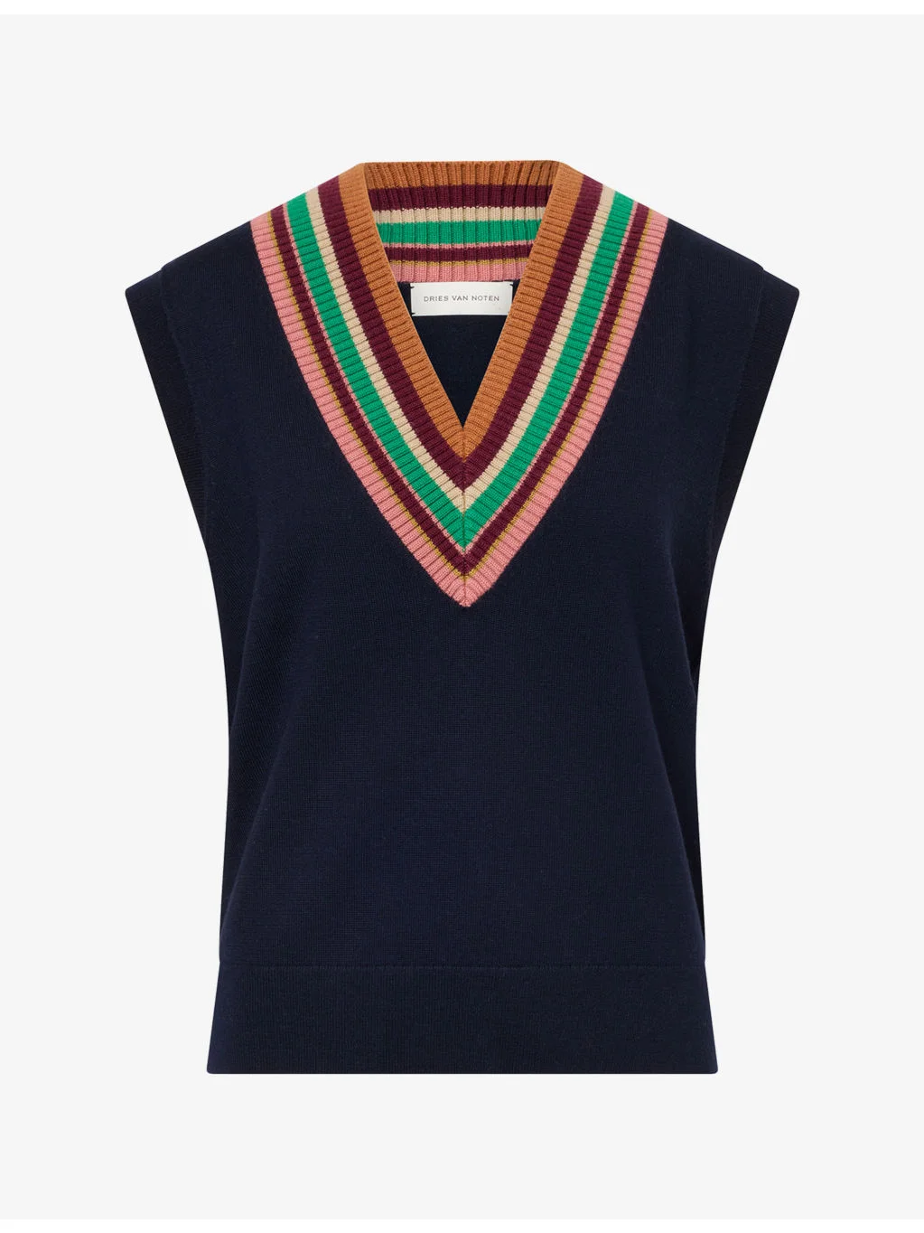 V-Neck Striped Wool Vest - 1