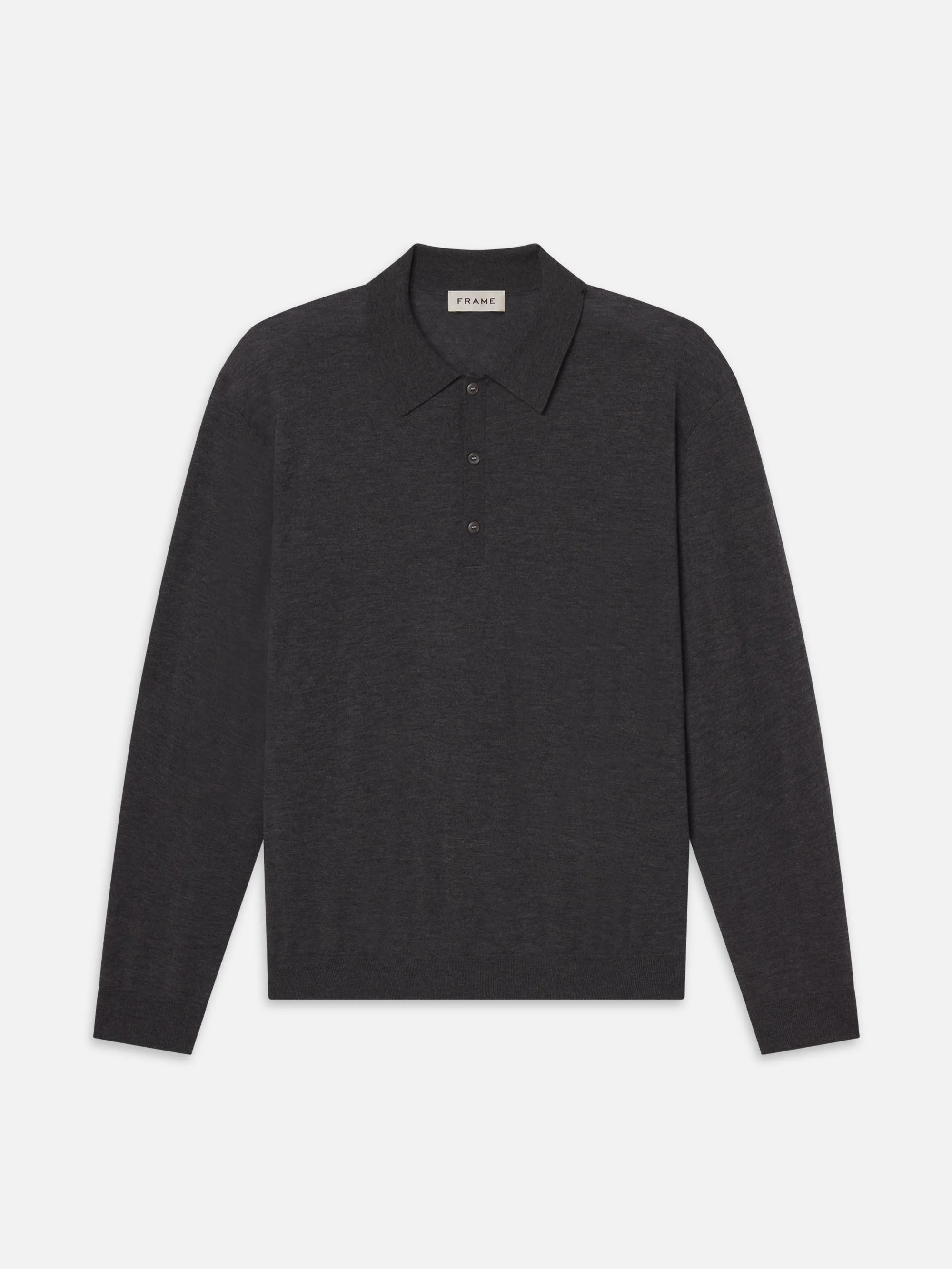 Superfine Polo Sweater in Grey Melange - 1