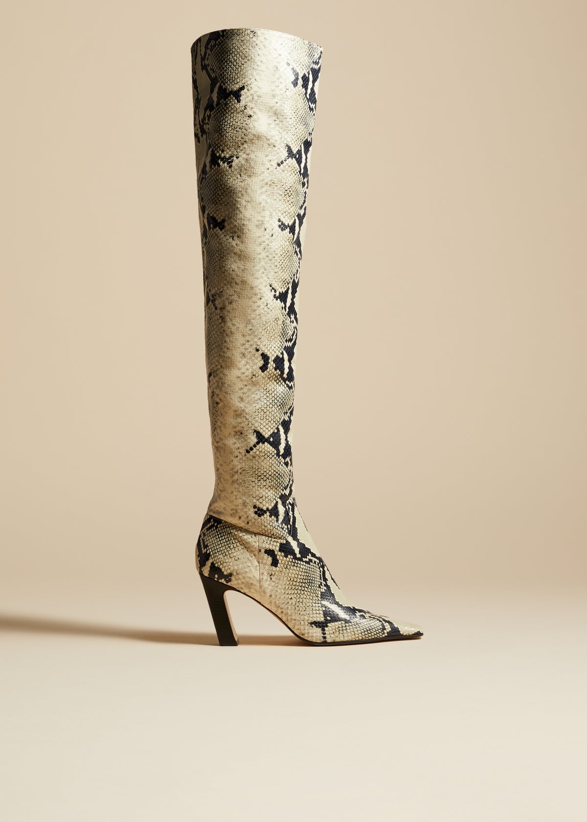 The Marfa Over-the-Knee High Boot in Natural Python-Embossed Leather - 1