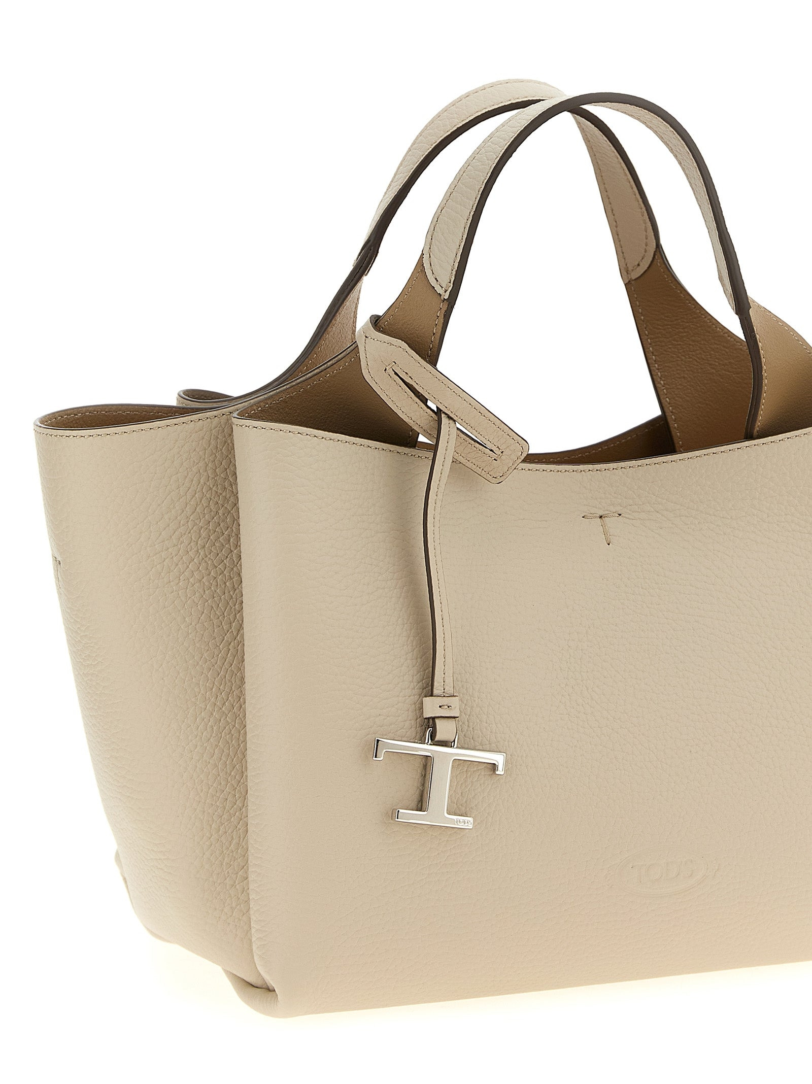 Mini Leather Handbag Hand Bags Beige - 3