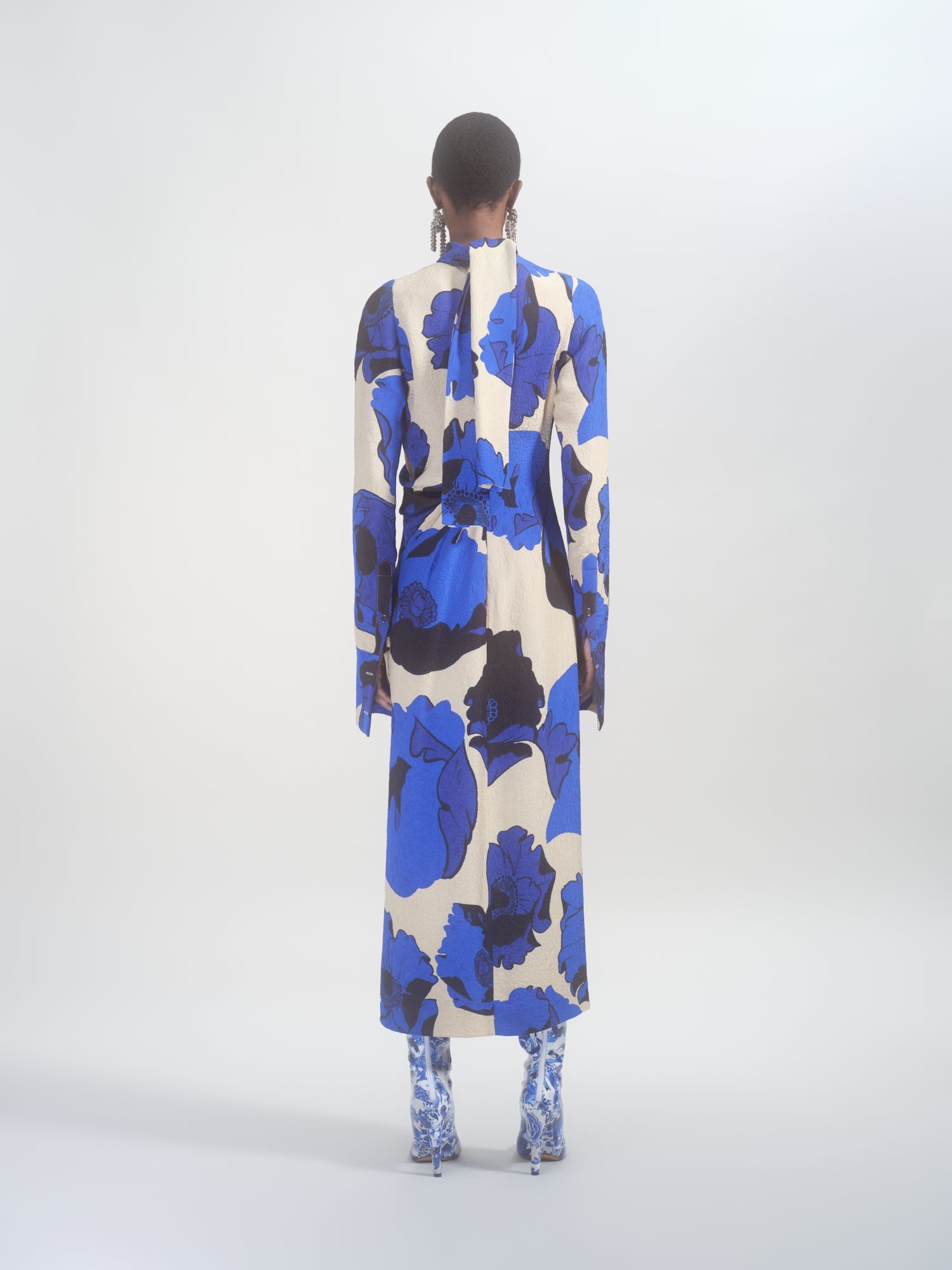 FLORAL DRAPED DRESS - 4