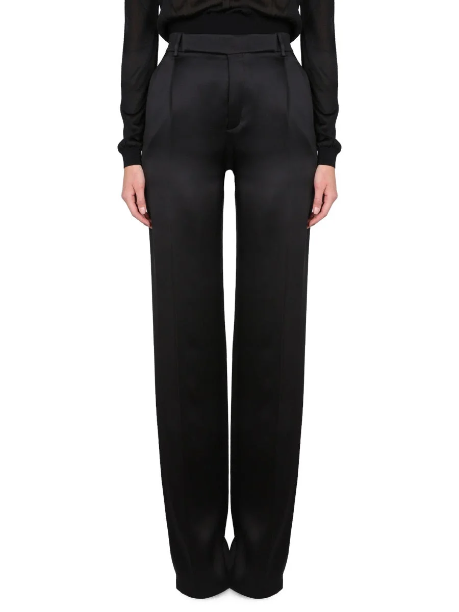 Saint Laurent Women Satin Flared Pants - 1