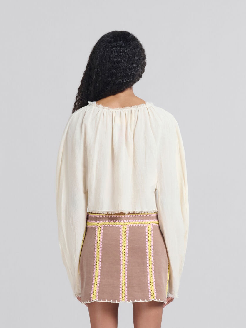 LIGHT BEIGE ORGANIC CHEESECLOTH BLOUSE WITH TIES - 3