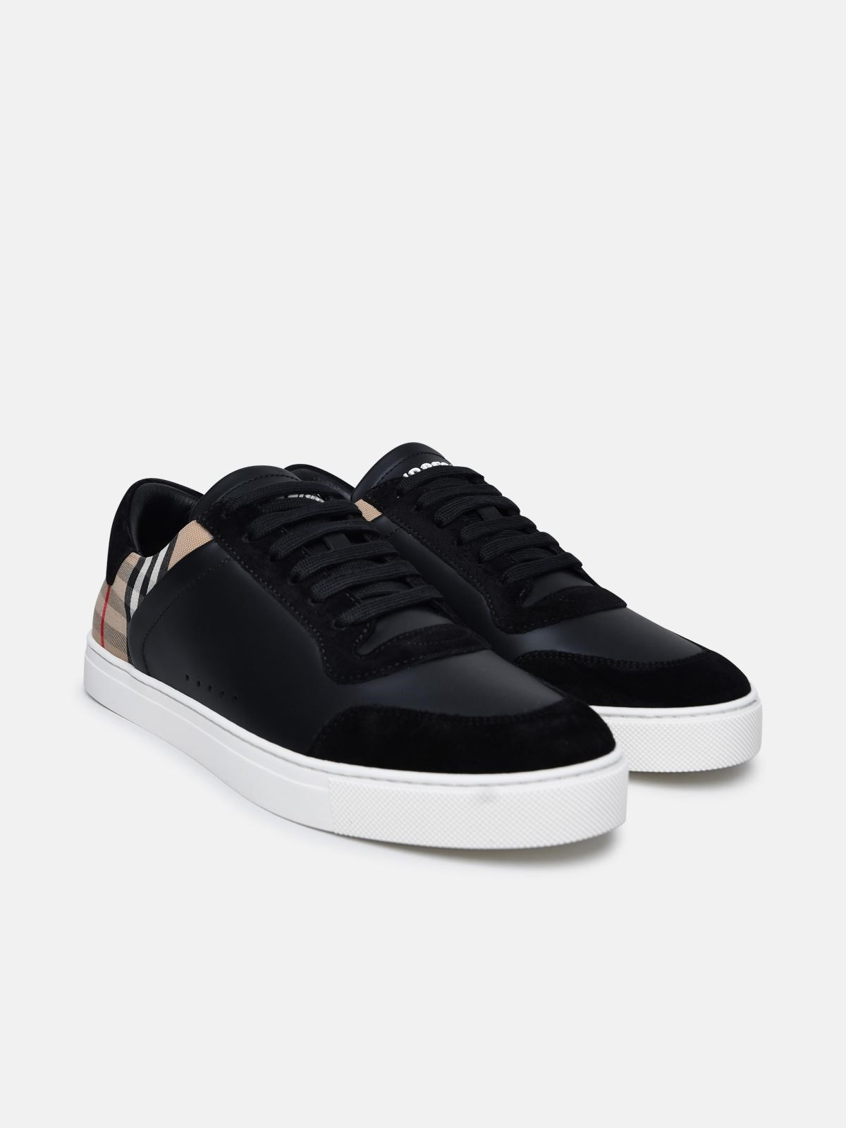 'STEVIE' BLACK LEATHER SNEAKERS - 2