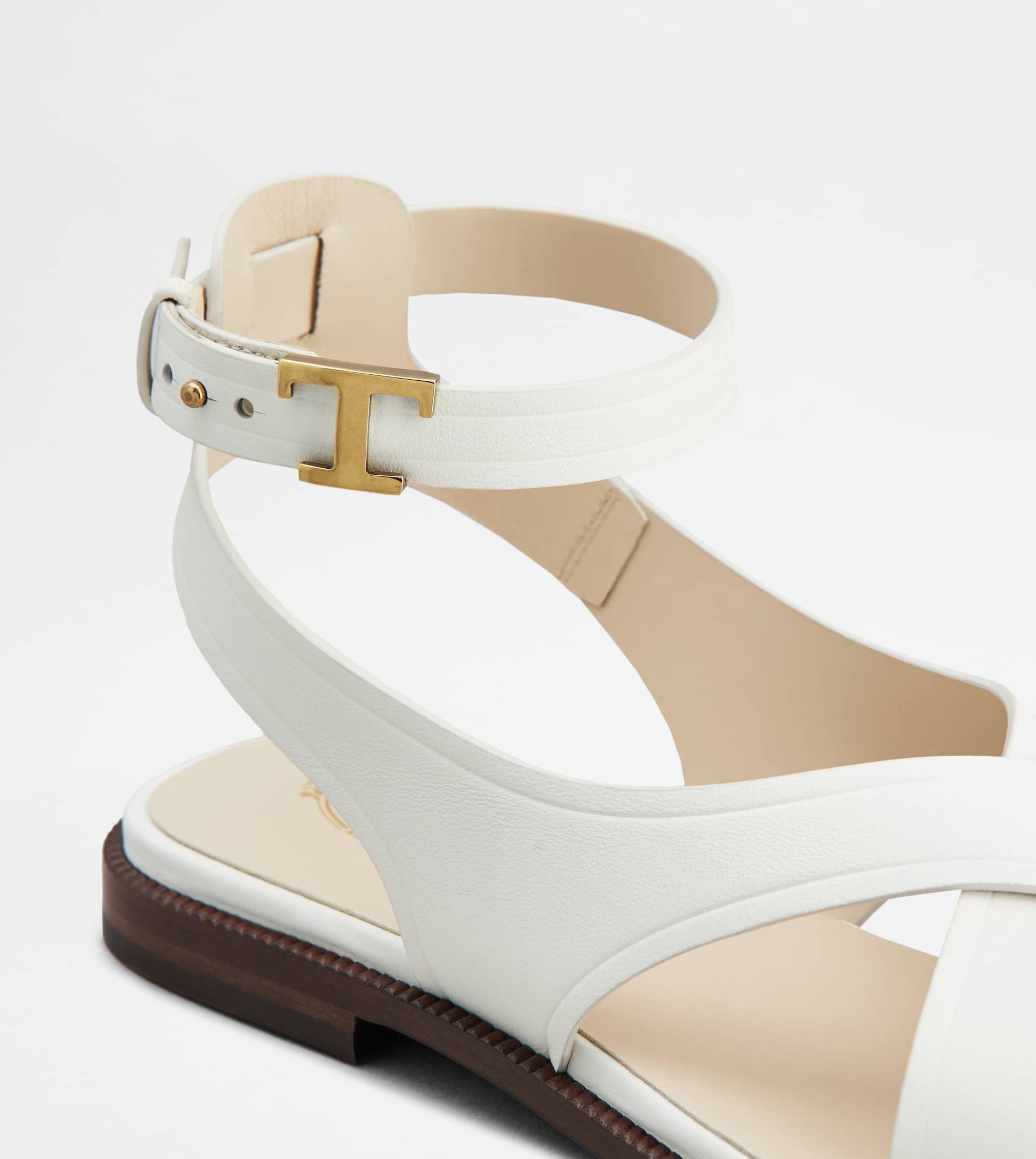 SANDALS IN LEATHER - WHITE - 5