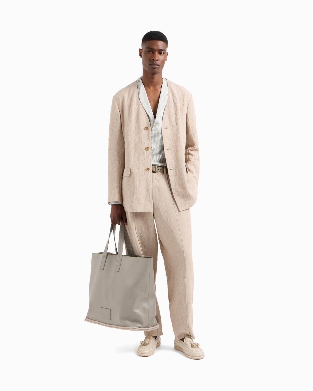 SINGLE-DART, PURE LINEN CANVAS TROUSERS - 2