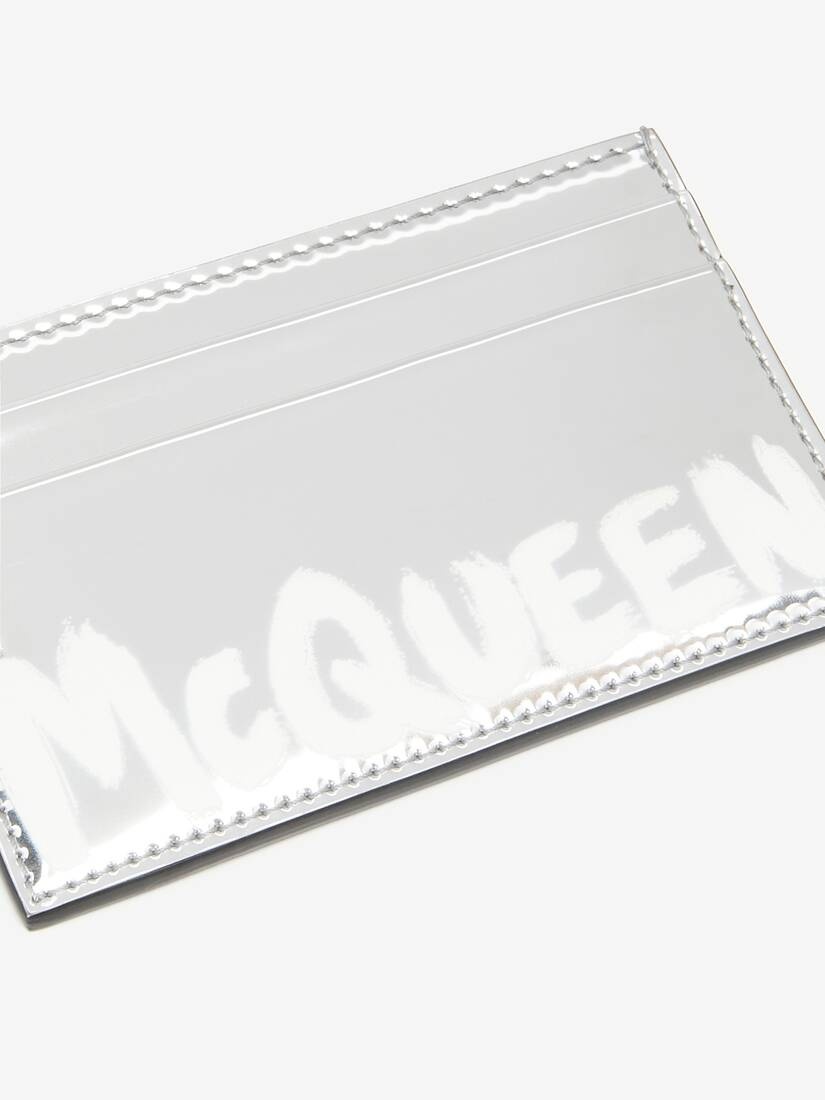 Men's McQueen Graffiti Card Holder in Silver - 4