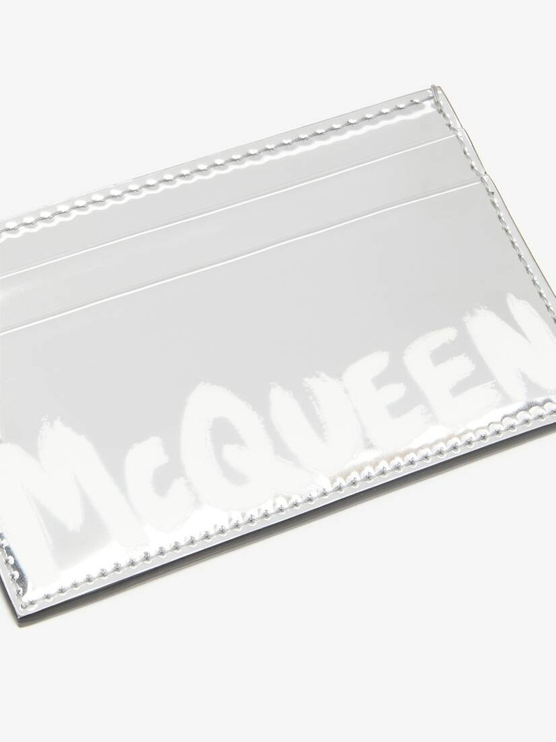 Men's McQueen Graffiti Card Holder in Silver 4