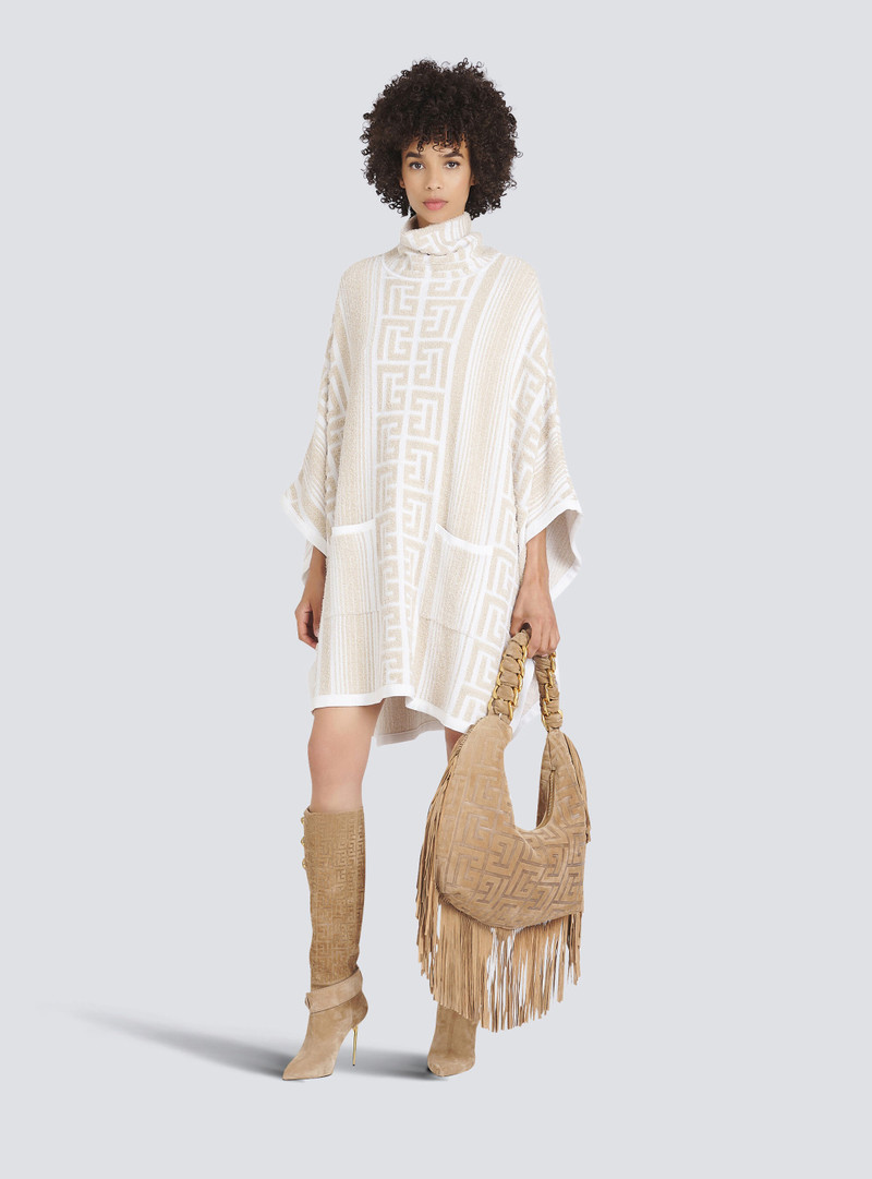 Balmain Knit poncho with Balmain monogram outlook