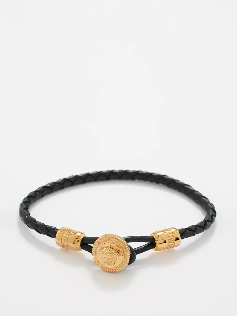 Medusa-medallion leather bracelet - 2