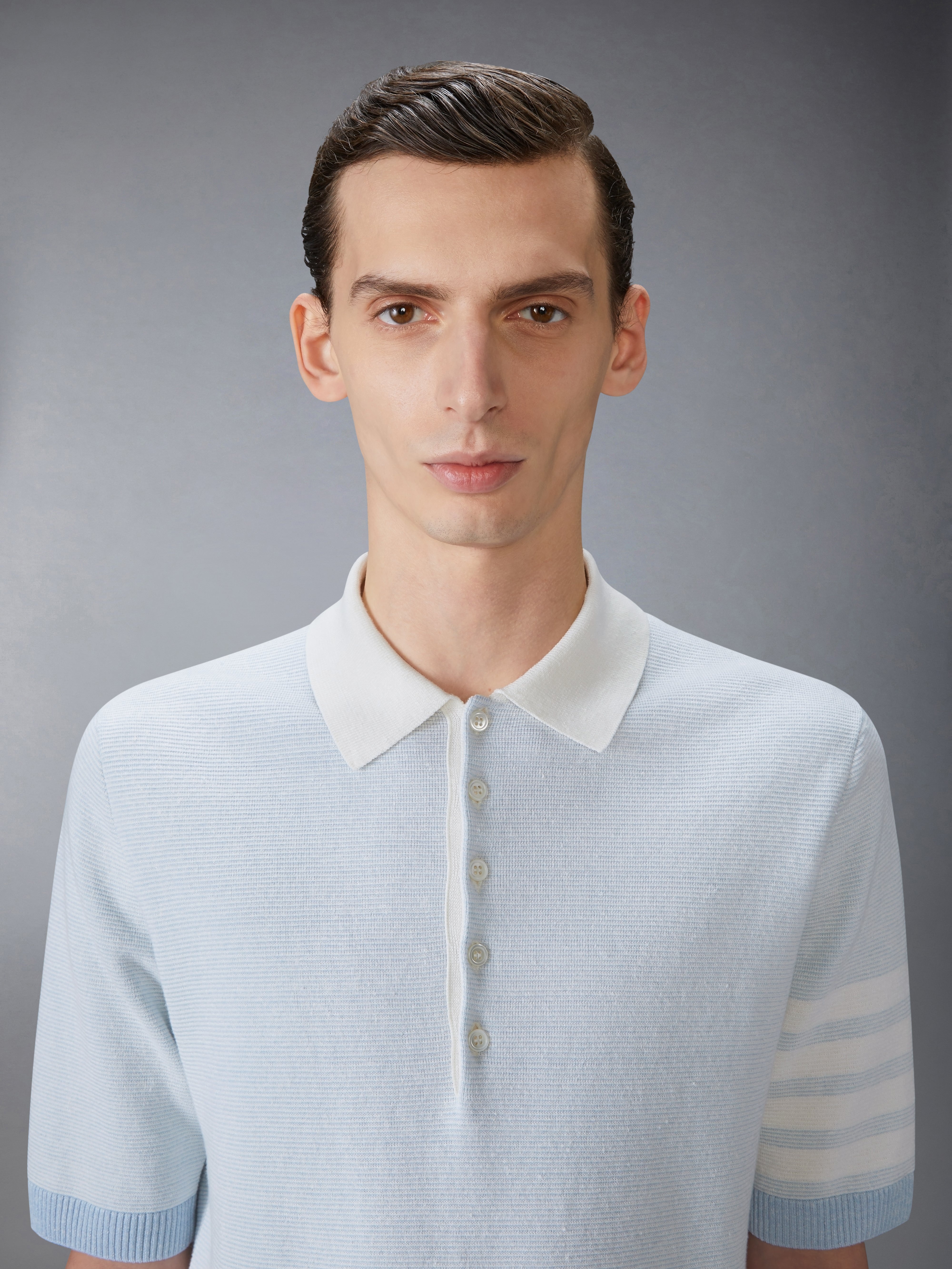 TEXTURED STRIPED STITCH 4-BAR RELAXED FIT POLO - 7