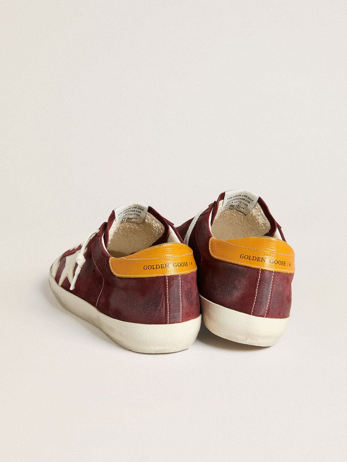 Men’s Super-Star in brick-red suede with white leather star and animal-print heel tab - 4