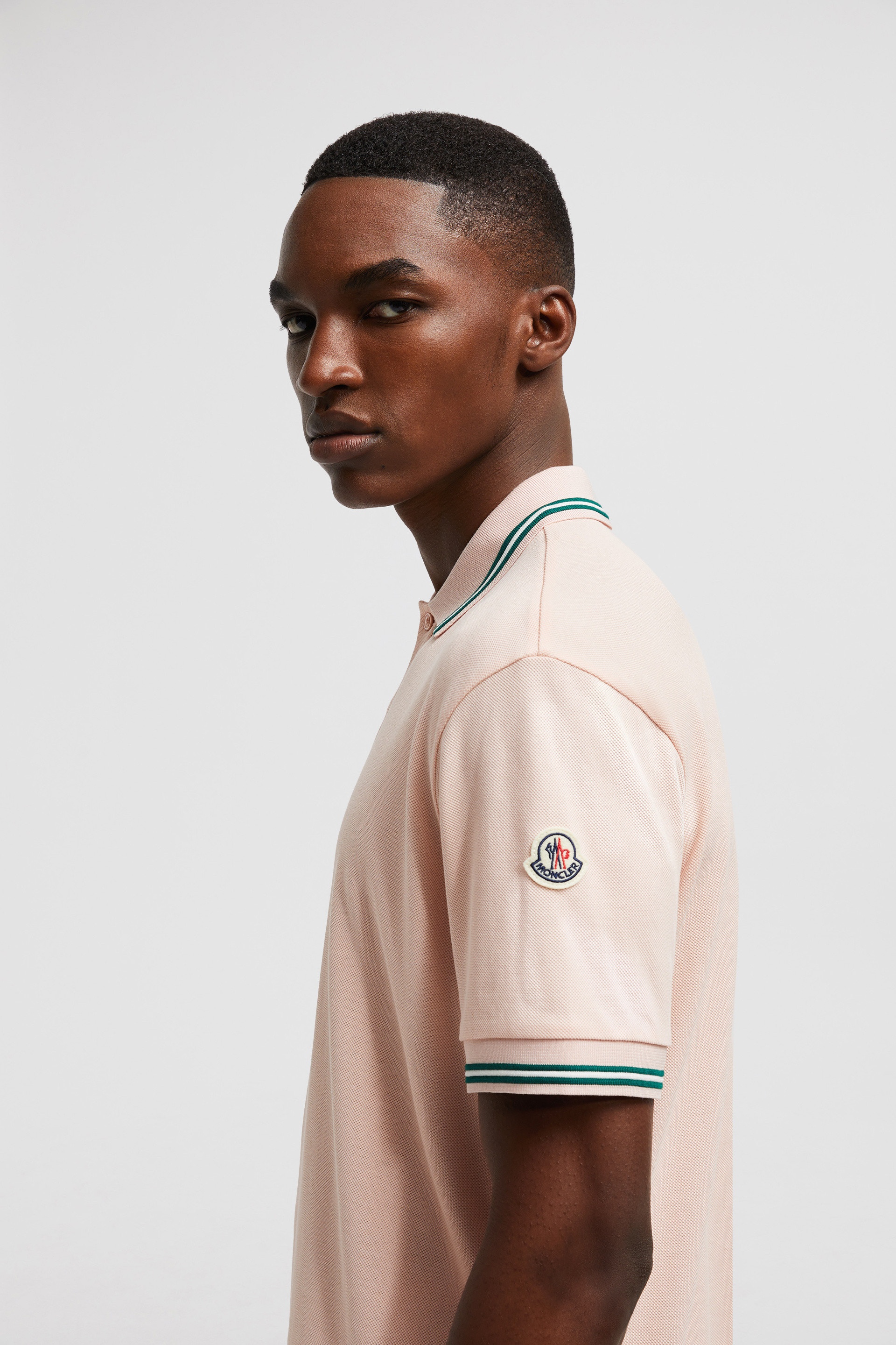 Striped Trim Cotton Piquet Polo Shirt - 4