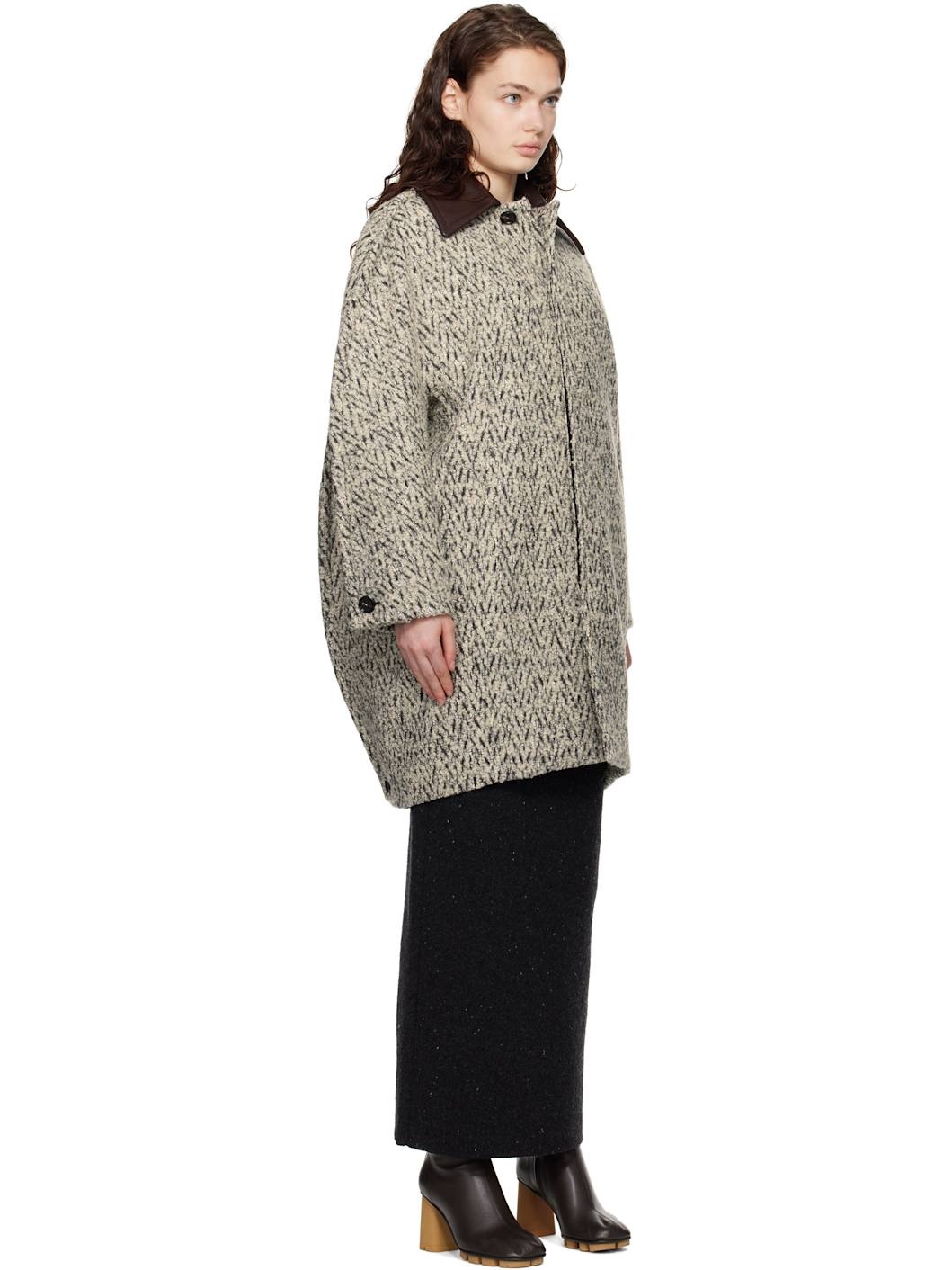 Gray Wool Boucle Chevron Coat - 2