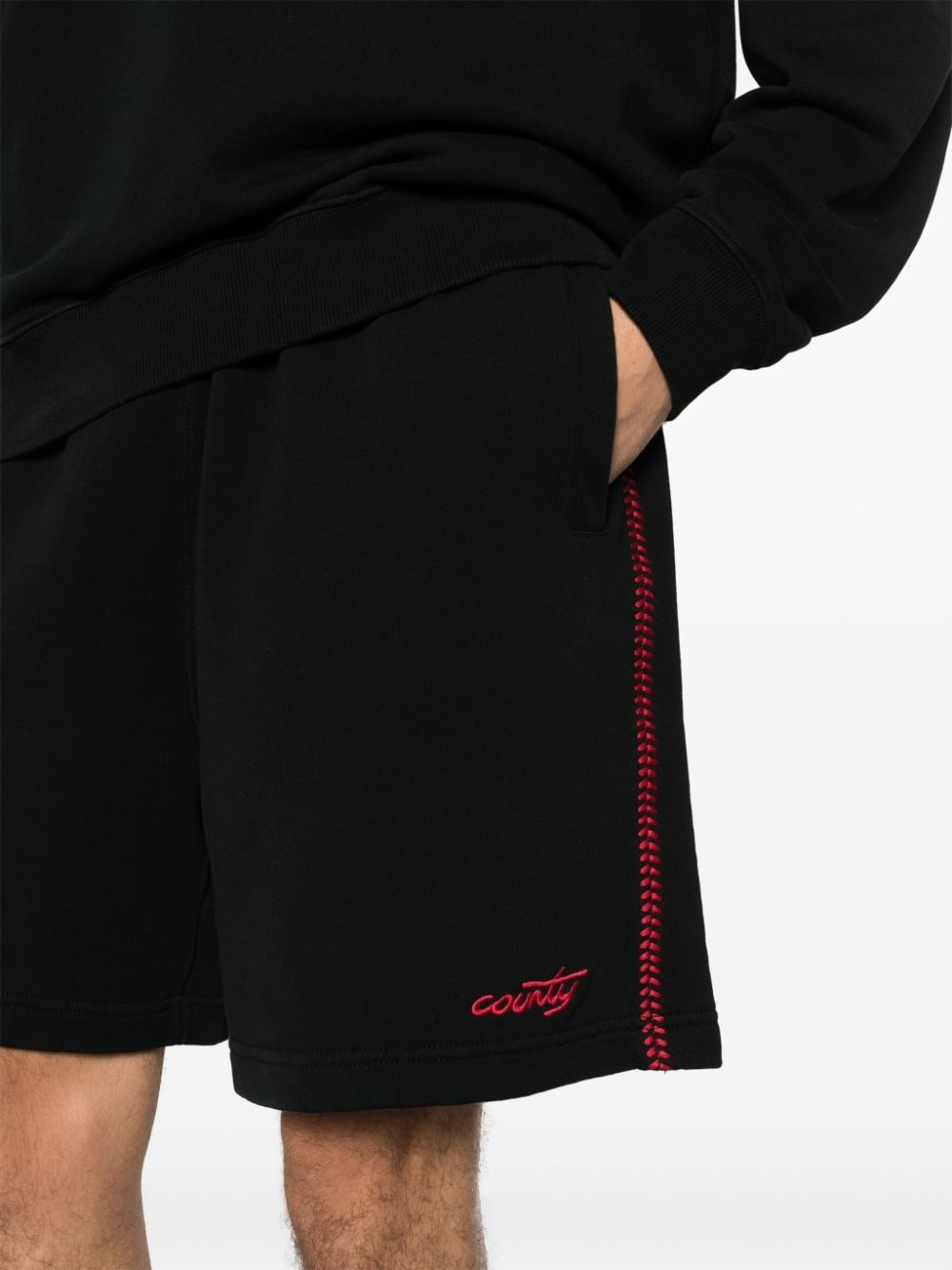 logo-embroidered cotton track shorts - 5