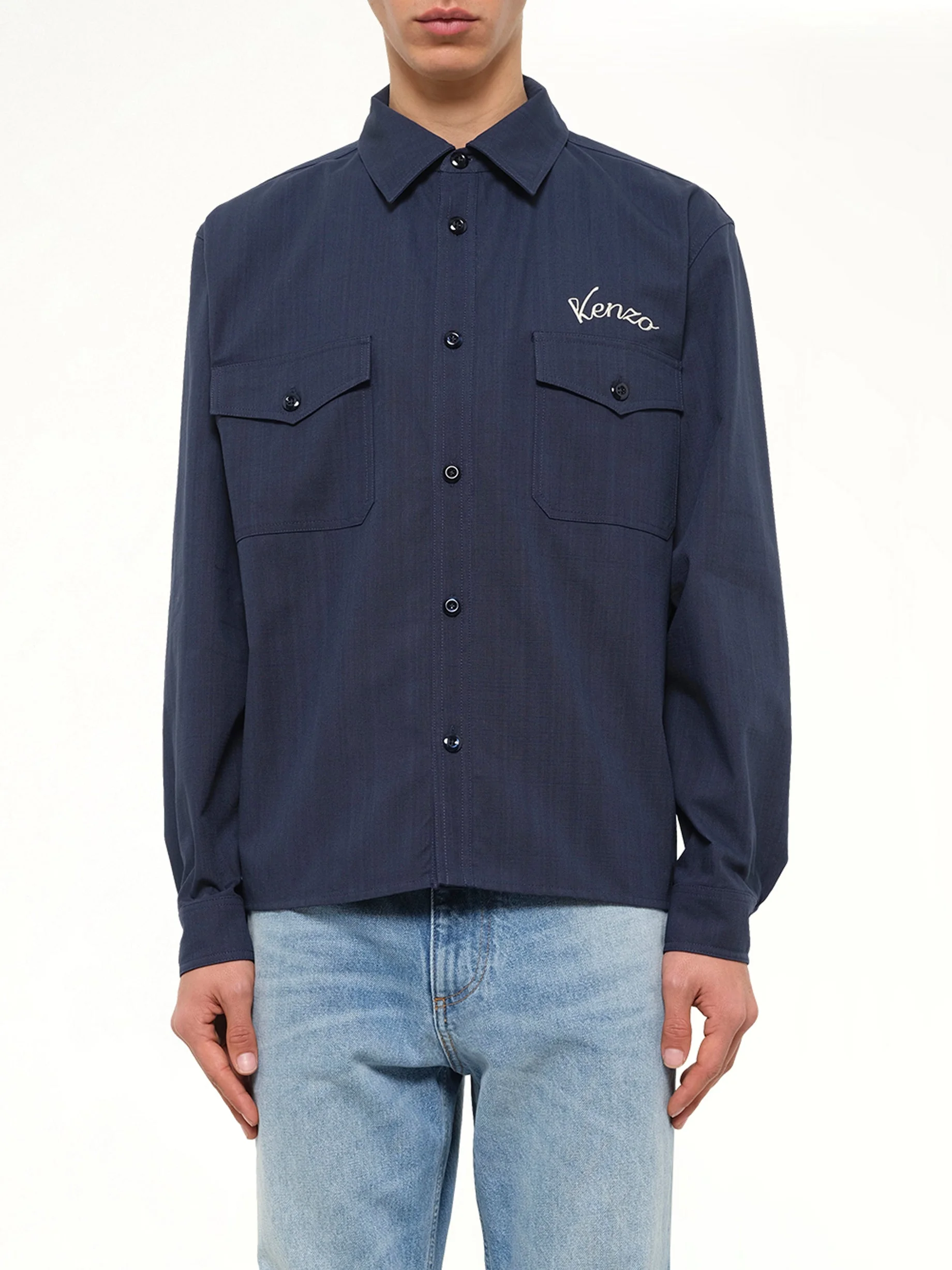 Kenzo Varsity Overshirt in Navy Blue - 1