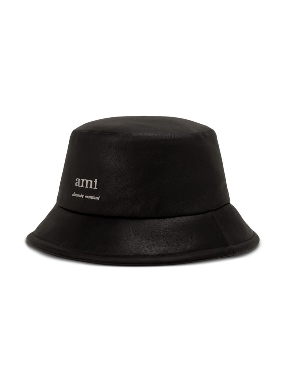logo-plaque leather bucket hat - 2