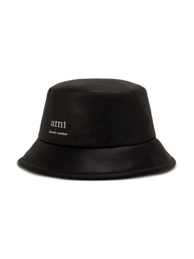 AMI Paris logo-plaque leather bucket hat outlook