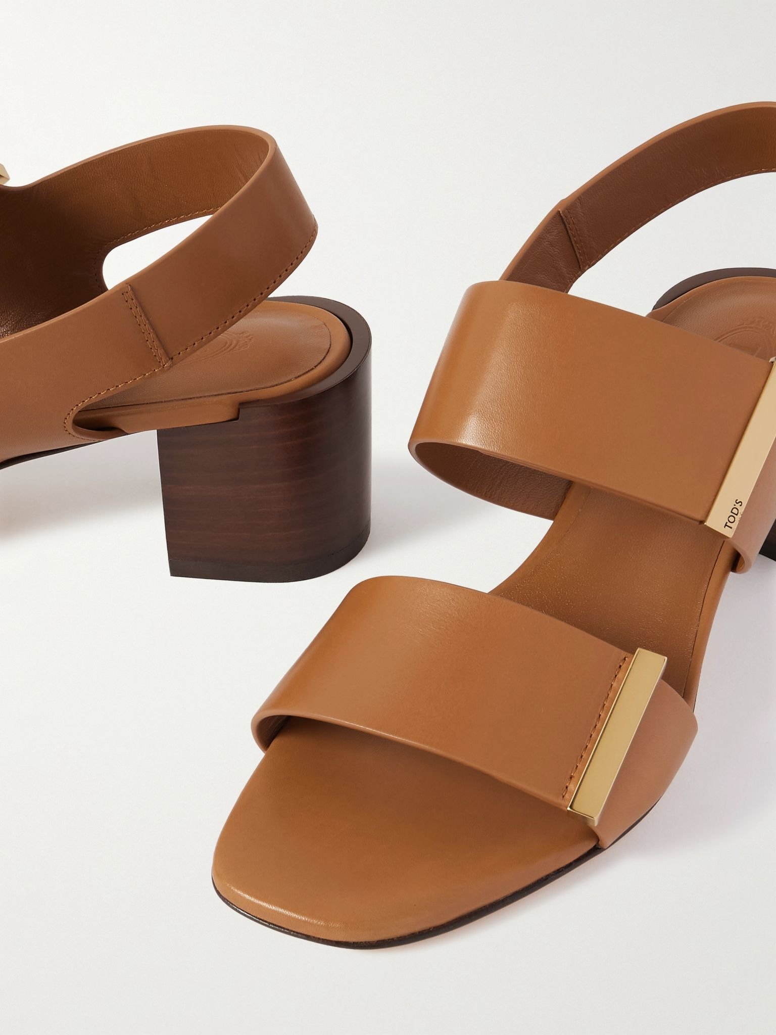 Leather slingback sandals Tan - 4