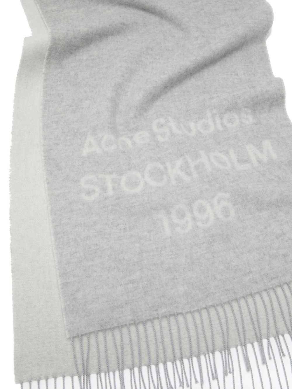 logo-print wool scarf - 3