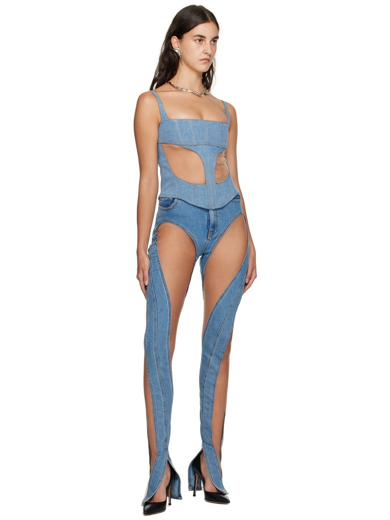 MUGLER Blue Illusion Denim Tank Top outlook