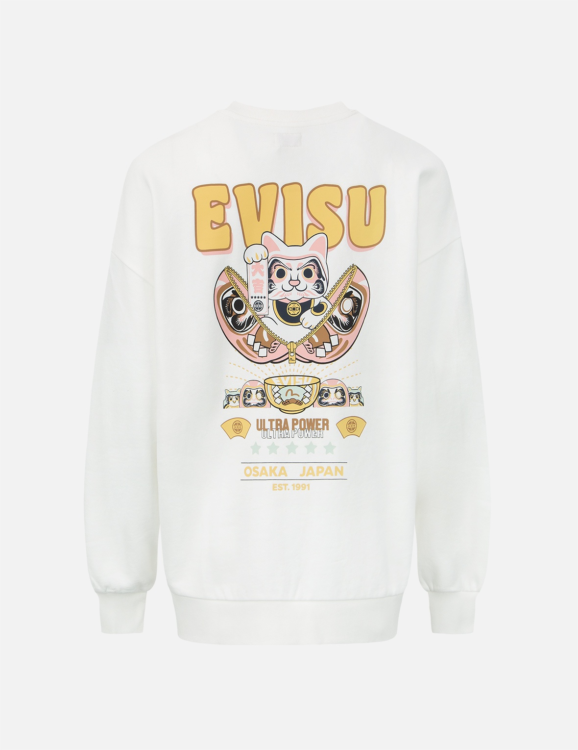 ZIP-UP DARUMA AND FORTUNE CAT PRINT SWEATSHIRT - 2