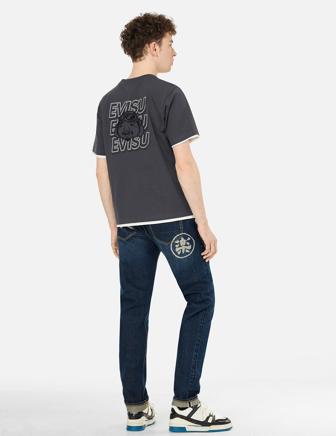 Slogan Print with Godhead Appliqué Embroidery Regular Fit T-Shirt - 4