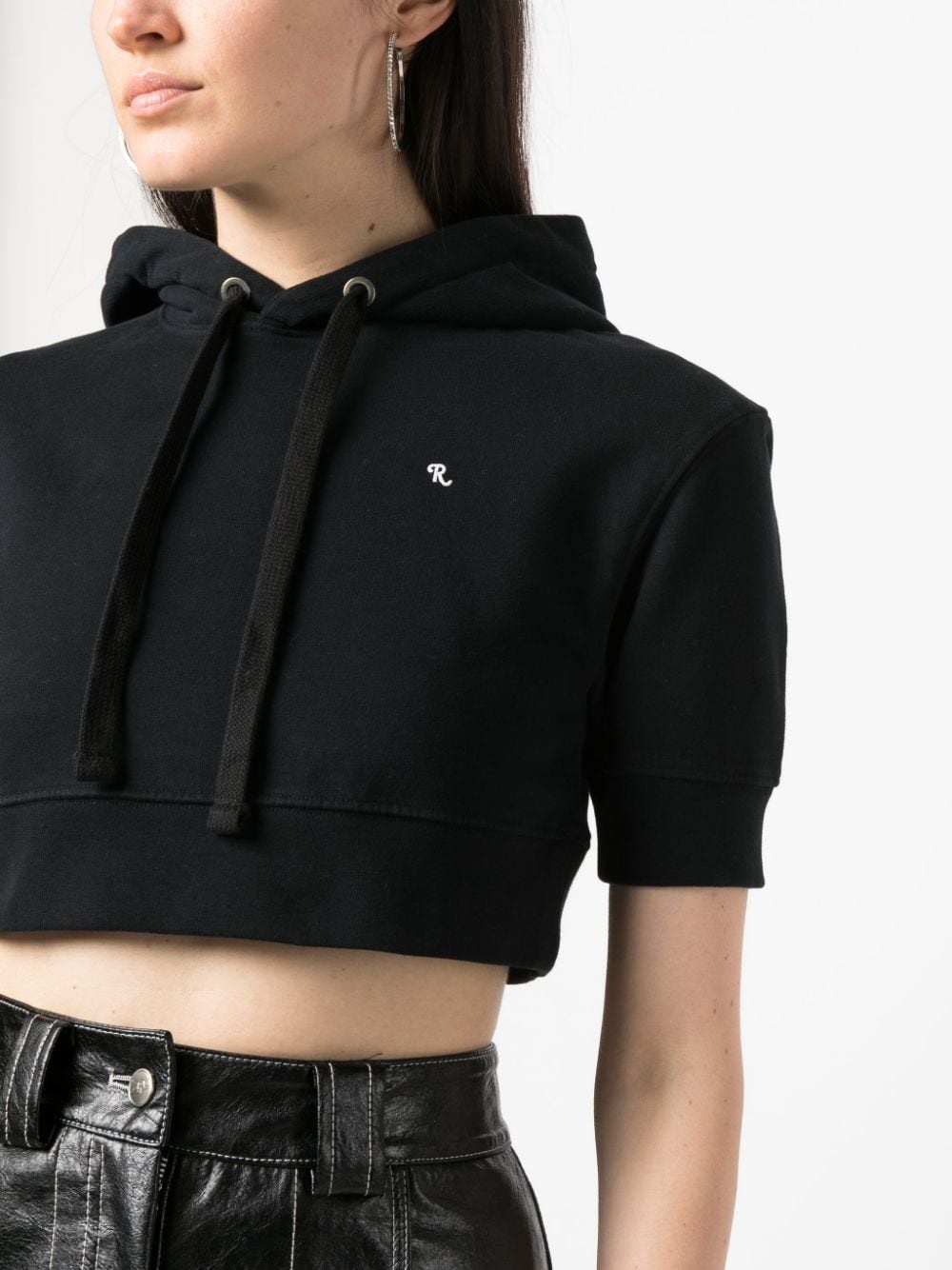 cropped short-sleeve hoodie - 5