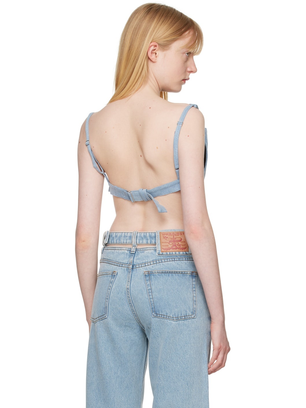 Blue Scrunched Denim Bralette - 3